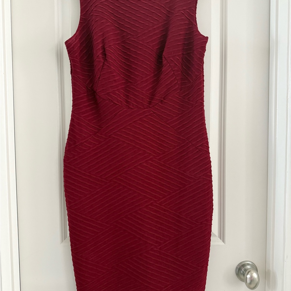 Enfocus Studio Textured Burgundy Midi Dress